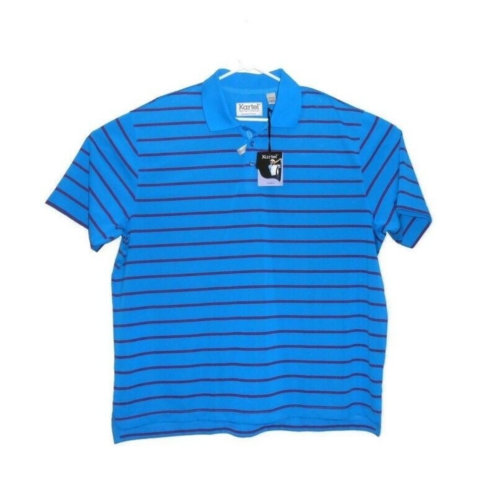 Kartel Mens Polo 2XL, Blue New With‎ Tags, Welcome To The Club Golf, Striped